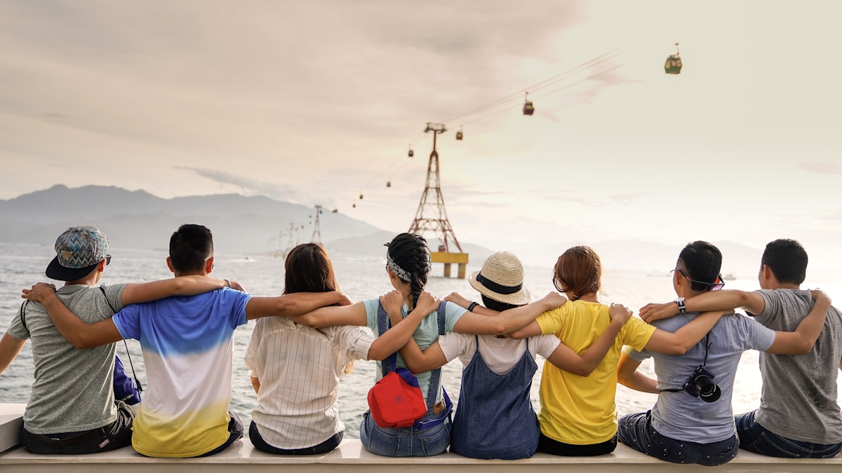 A group of friends spending time together outdoors